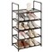 Vockot 5 Tier Stackable Small Shoe Rack,Narrow Sturdy Shoe Shelf Organizer, Non-Woven Fabric Metal Free Standing Shoe Racks for Entryway, Hallway and Closet (Black)