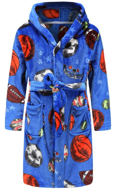 Boys Girls Bathrobes Soft Hooded Bathrobes Sleepwear robe for Girls boys (Ball, 9-10Years)