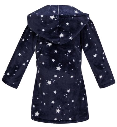 LONGXING Boys' Girls' Hooded Bathrobe Soft Plush Robe Kids Sleepwear Dressing Gown Gift (US, Age, 8 Years, 9 Years, Black)