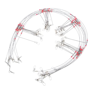 Conskyee Fishing Leaders Saltwater Tackle Rigs Stainless Steel Wire Trace Leader High-Strength 4Arm Fishing Leader Line Rig with Swivels Snaps Beads for Lures Bait Hooks