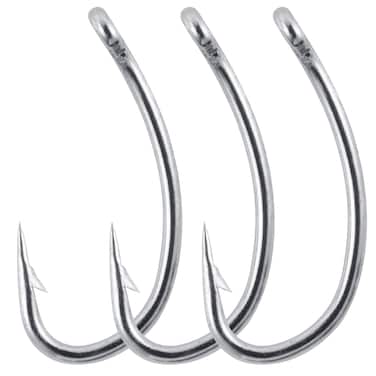 Dr.Fish 100 Pack Nyphm Fly Hooks Curved Shank Fly Tying Fishing Hook Short Shank Tying Flies Emergers Shrimp Nymph Caddis Pupa Freshwater Silver #12