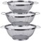 3 Pack 18/8 Stainless Steel Colander Sieves(5-Quart, 4-Quart and 3-Quart), Mesh Strainer Net Baskets with Handles &amp; Resting Base for Strain, Drain, Rinse or Steam