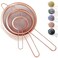 Kyraton Rose Gold Fine Mesh Strainer 3 Pieces Set, Copper Flour Sifter For Baking, Stainless Steel Clander, Matcha Tea Strainer, Gravy Separator, Stasher Sieve Pasta Strainers