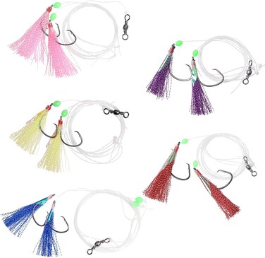 Fishing Bait Rig Saltwater Fishing Rigs- 5/15packs Pompano Rigs Saltwater Flounder Rigs with Mono Leader Swivel Fish Skin Fishing Rigs for Flounder Sea Bass Halibut Black Pompano Fish