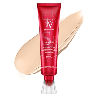 FV Waterproof Foundation, Medium Coverage, Oil-free &amp; Long Lasting, Lightweight, Matte Foundation for Oily/Normal Skin, Transfer Proof Liquid Foundation Makeup, 30g, Ivory