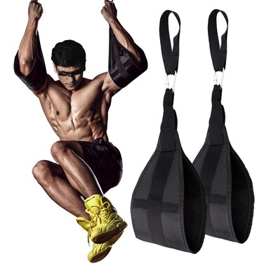 Hanging Ab Straps for Pull Up Bar: Gym Ab Sling Straps for Arm Pull up Workout Support for Training Knee and Leg Raises (Black)