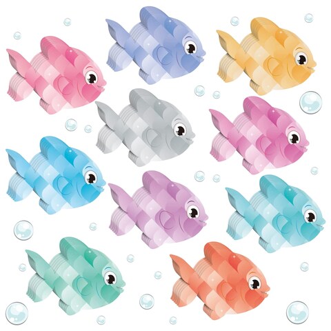 Epakh 100 Pcs Colorful Fish Mini Accents Creative Fish Cutouts Teaching Products Paper Ocean School Supplies Ocean Theme Early Childhood Education Materials for School Bulletin Board Decor