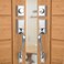 Natsukage Front Door Handle Set Heavy Duty Double Door Lock Set Satin Nickel Double Door Handle Set with Dummy, with Single Cylinder Deadbolt and Lever Handle, Reversible for Right &amp; Left Handed Doors