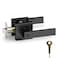 AceMining Privacy Keyless Square Heavy Duty Black Door Handle Lever Set, Interior and Exterior Door Handles, Complete Exterior Door Lock Set with Deadbolt,&lrm;Stainless Steel, Black, 1 Pack