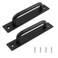 Kemcatui 2PCS Barn Door Handles, 5.9 Inch Sliding Barn Door Handle, Gate Door Handle Long Base Door Pull Handle for Sliding Barn Door Gate Garage Shed Cabinet Closet Drawer - Black