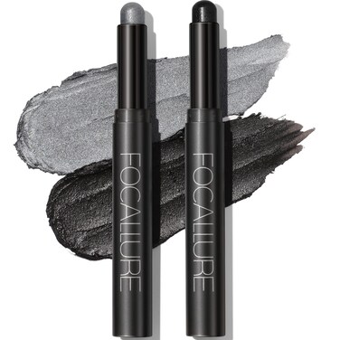 FOCALLURE 2 Pcs Cream Eyeshadow Stick,Brightener Eyeshadow Pencil Crayon,Highlighter Eye Shadow Stick Sets with Crease-proof Formula,Long Lasting Waterproof Eye Shadow Make Up,Smoky-night