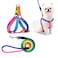 PetsHome Dog Harness &amp; Leash Set Adjustable No Pull Safe Nylon Pet Harness with Leash for Outdoor Walking for Dogs Small Rainbow