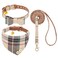 EXPAWLORER Dog Leash Set - Classic Plaid Dog Bow Tie and Dog Bandana Collar with Bell, Tangle Free, Adjustable Collars for Small Medium Large Dogs Cats, Holiday Ideal Gift