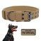 Tactical Dog Collar Military Adjustable Dog Collars Soft Nylon Training Collar with Patch Heavy Duty Metal Buckle Collars for Medium Large Dogs (L, Brown)