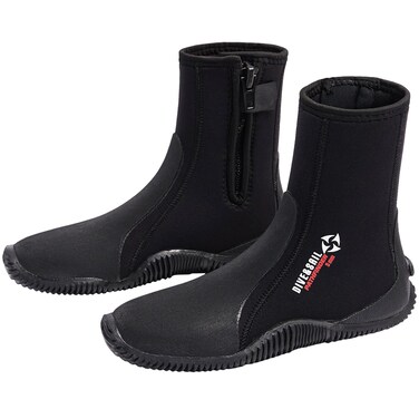 Skyone Neoprene Dive Boots Men Women, Surf Booties Scuba Diving Boots 5MM, Wetsuit Booties Scuba Shoes with Anti-Slip Premium Rubber Sole for Sailing Snorkeling Boating (Black, Mens 7 / Womens 8)