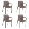 DIMAR GARDEN 4 Piece Patio Dinning Chairs Set, Outdoor Resin Dining Chairs with High Back, Deck Chairs with Armrest, Flax Gray