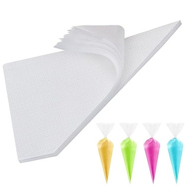 Engorgio Disposable Mini Piping Bags 8 inch Pastry Bag Pastry Crimpers Small Piping Bags Disposable Pastry Bags For Cake Macarons Dessert Decorations Cookies Baking Cupcakes (Clear, 100 Pcs)