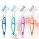 Bvcewilty Denture Brush 4PCS Denture Toothbrushes，Cleaning Brush Double Sided Toothbrush with Multi-Layered Bristles and Rubber Anti-Slip Handle - for Denture Cleaning Care (Green,Purple,Blue,Orange)
