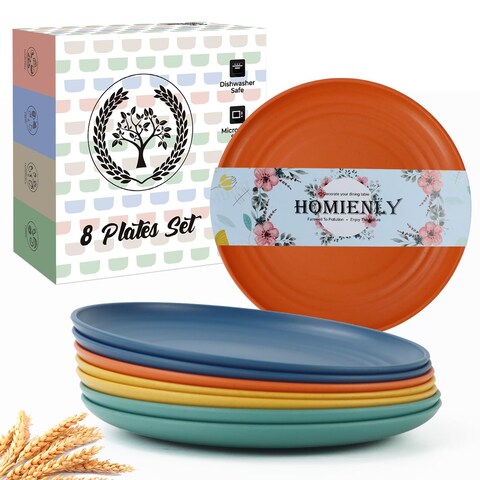 Homienly Appetizer Plates Dessert Plates Set of 8-5.9 inch Wheat Straw Plates Unbreakable Small Plates for Kitchen Alternative to Plastic Plates for Snacks Side Dish (6 Inch Mini Size,Multi-Color)