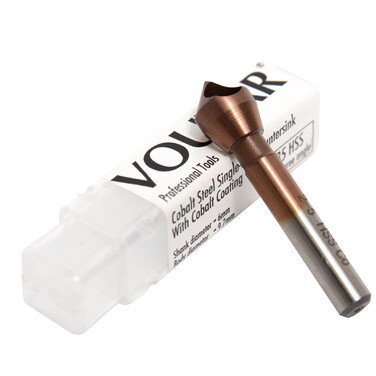 Vouyar Cobalt Steel Single End Countersink Drill Bit with Cobalt Coating Finish for Hard Metal Wood, 90 Degree M35 HSS, 6MM Round Shank, 9.7MM Body Diameter