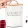 Cookie Jar with Airtight Bamboo Lid - 0.6 Gallon White Cookie Tins - Farmhouse Cookie Jars for Kitchen Counter Decorative - Cookie Jars with Lids Airtight for Freshness - Cute Cookie Jar Gift Giving