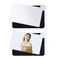Abvsdu 2 Pcs Pocket Mirror, Stainless Steel Makeup Mirrors Credit Card Mirror Small Compact Purse Mirror Rectangular Handheld Travel Makeup Mirror with Leather Case Holder for Women Men (Black)