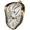 OHmaker Melting Clock Dali Melted Clock Gift Decor Art Inspired Wall Clock Twisted Shelf Hanging Surrealist for Decorative Shop Office Home Desk Arabic Antique Gold&hellip;