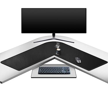Mydours L-Shape Desk Pad, (38"+38) x 13" Large PU Leather Corner Desk Mat Blotter, XXL Large Waterproof Gaming Mouse Pad, Desktop Protector for Computer Keyboard Home Office (Black)