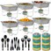 Chafing Dish Buffet Set, Half Size, Disposable Catering Supplies -6 Pack- Food Warmers for Parties: Foldable Wire Racks, Fuel, Aluminum Water Pans, Food Pans, Serving Utensils -Single Pan Food Warmer