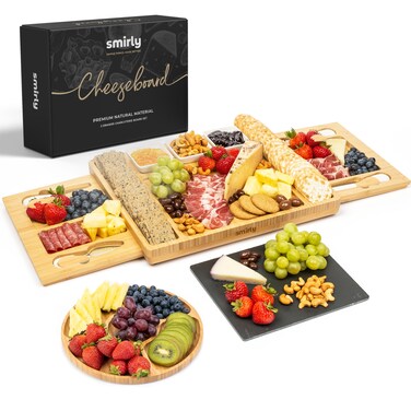 SMIRLY Charcuterie Boards Gift Set: Charcuterie Board Set, Bamboo Cheese Board Set - House Warming Gifts New Home, Wedding Gifts for Couple, Bridal Shower Gift