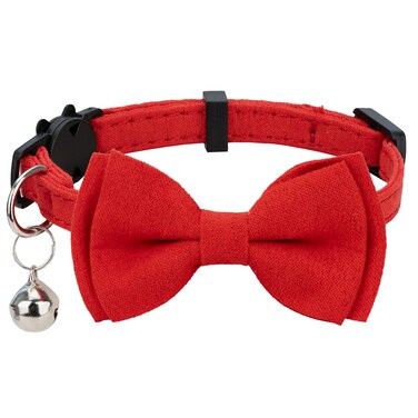 Gyapet Cat Collar with Bell Breakaway Kitten Small Puppy Safety Bow Tie Solid Wedding Basic Color [1pc] Red
