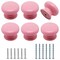 YuGtcen Wooden Cabinet Knobs 6 Pack, Pink Drawer Knobs Wood Dresser Knobs Kitchen Cabinet Knobs Modern Round Knobs for Furniture Cupboard Dresser Drawer Closet Door (6, Pink)