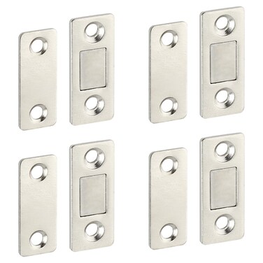 Alise Cabinet Magnetic Catch 4 Pack,Ultra Thin Stainless Steel Door Catch Latch for Drawer Magnets Adhesive Cabinet Magnetic Closures for Kitchen Closet Door Closing Magnetic Door Catch Closer,Brushed