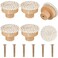 Boho Rattan Dresser Knobs Round Wooden Drawer Knobs Handmade Wicker Woven and Screws for Boho Furniture Knobs Cabinets Dresser Handles Hardware Pulls Cabinet Knobs (Beige,6 Knobs and 6 Screws)