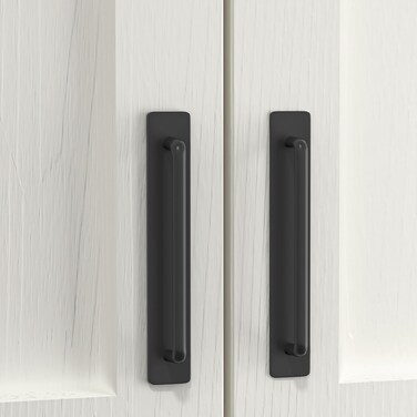 HOMOTEK 2pack 150mm Self-Adhesive Sliding Closet Door Handles Instant Self-Stick Cabinet Drawer Handles, Stick-On Kitchen Cabinet Pulls Furniture Handles, No-Drill, Black