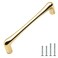 FURFITT 10 Pack Polished Gold Cabinet Pulls 5 Inch/128mm Hole Center Zinc Alloy Handles Shiny Gold Brass Drawer Dresser Kitchen Cupboard Bathroom Furniture Hardware