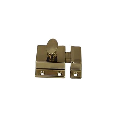 QCAA Traditional Large Oval Turn Cabinet Latch, Solid Brass, 2", for Cupboard &amp; Other Furniture, Polished Brass, 1 Pack, Made in Taiwan