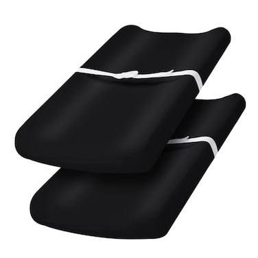 PHF Baby Changing Pad Covers for Boys Girls, 2 Pack Ultra Soft Breathable Microfiber Changing Pad Table Sheets for Most Baby Changing Pads, Black &amp; Black