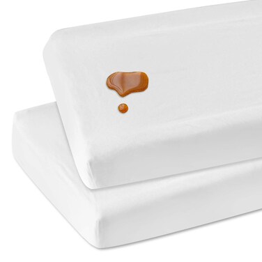 Changing Pad Cover Waterproof, Changing Table Cover Organic Cotton 2 Pack Diaper Changing Pad Cover, Jersey Knit Super Soft &amp; Stretchy Baby Cradle Sheets Covers, 32" x 16" x 4", White