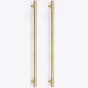 RZDEAL 2pcs Solid Brass Gold Cabinet Pulls, 12-3/5Inch Hole Centers for Kitchen Cupboard Handles Modern Drawer Dresser Pulls Bathroom Brushed Brass Cabinet Pulls Wardrobe Door Handles
