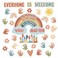 VABAMNA Boho Bulletin Board Decorations for Classroom, 35Pcs Everyone is Welcome Classroom Positive Motivational Inspirational Affirmation Wall Decor Boho Rainbow Cutouts for Teacher School Supplies