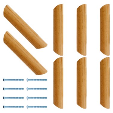 Piutouyar 128mm / 5 Inch Hole Centers Wooden Handles, Decorative Furniture Pulls, Painted Smoothly Kitchen Handles for Cupboard, Closet, Drawer, Wardrobe, 6.3Inch Long(8 Pcs)
