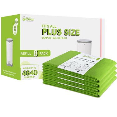 USBOO Refills Compatible with Dekor Plus Diaper Pail   8 Pack   Disposable Diaper Pail Refill   Extra Thickness   Diaper Trash Bags   Cherry Blossom Scented   Holds up to 4640 Diapers