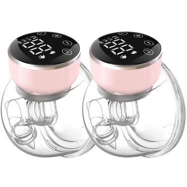 Wearable Breast Pump Hands Free of Longer Battery Life &amp; LED Display, Portable Electric Breast Pump with 3 Modes &amp; 9 Levels &amp; Low Noise, 24 mm Flange, 2 Pcs Pink