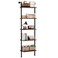5-Tier Bookshelf Solid Wood Ladder Shelf, Narrow Book shelf Display Shelf, Wooden Ladder Shelf Bookcase, Wall Mount Ladder Shelf, Storage Rack for Living Room, Bedroom, Industrial Style, Dark Brown
