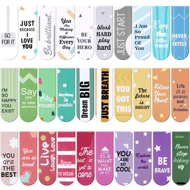 Inspirational Quotes Magnetic Bookmarks Encouraging Bookmarks Magnet Page Markers Positive Magnetic Page Clips Bookmark for Students Teachers School Home Office Supplies (30 Pcs)