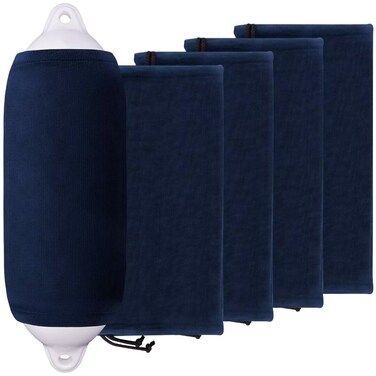 XMK Boat Fender Covers 8" x 22" Navy Blue 4-Pack Marine Fender Covers Bumper Sleeves for Twin Eye &amp; Center Rope Tube Style Bumper, Durable Polyester