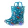 Kids Toddler Rain Boots for Boys Light Up Waterproof Rain Shoes with Easy On Handles, Outer Space Size 1