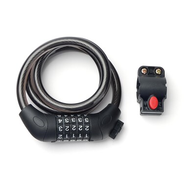 UVTQSSP 4 Ft Bike Cable Lock 5-Digit Combination Bicycle Cable Lock E-Scooter Lock with Mount 0.47&ldquo; Diamete Keyless Bike Locks Bike Lock for Kids Electric Scooter Heavy Duty Anti Theft Black