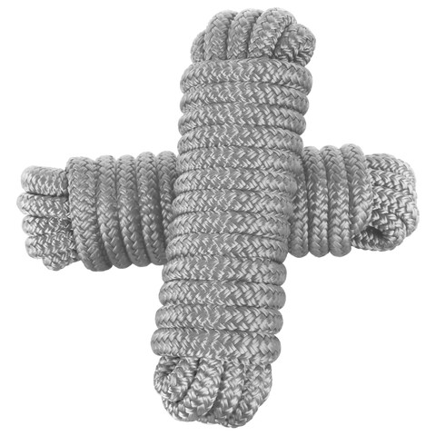 AOLEBA Boat Dock Lines 3/8&#39;&#39; x 15&#39; Dock Line for Boats, Double Braided Nylon Boat Rope, Boat Lines for Docking with Loop, Mooring Lines Marine Rope Set - 2 Pack (Silver)